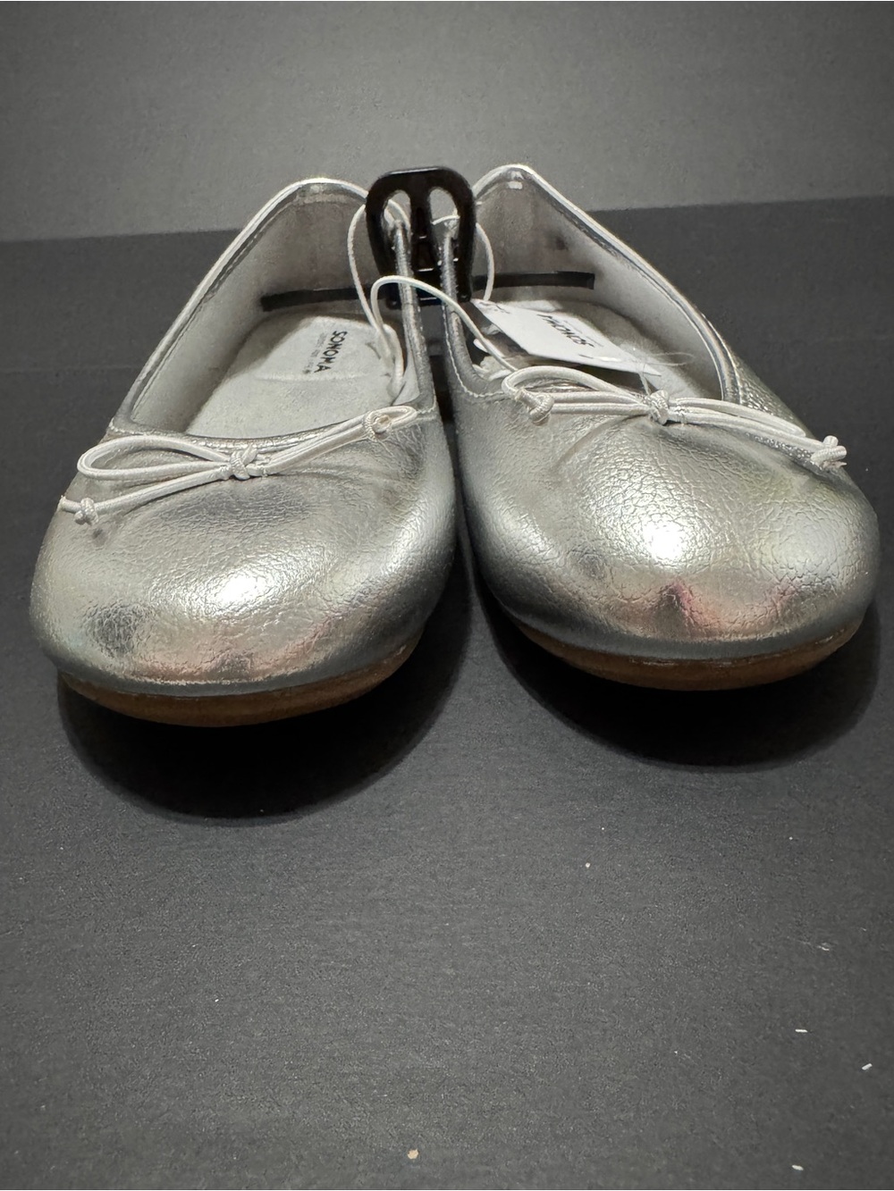 Sonoma Metallic Silver Bow Ballet Flats - Picture 3 of 7